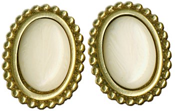 Oval Goldtone & Ivory Earrings