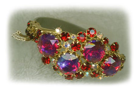 Ruby Crystal Hinged Bracelet