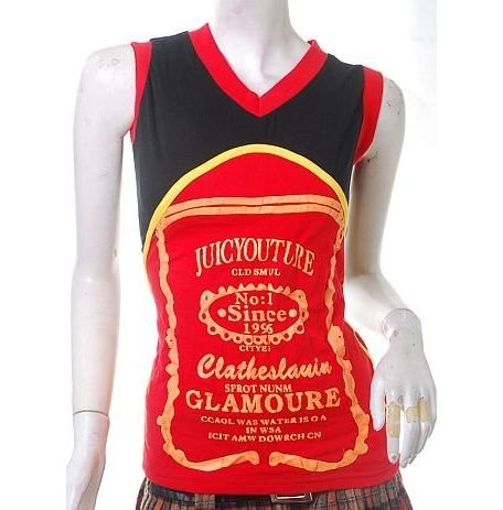 80s style colorblock ad print ringer muscle tee top l free ship!