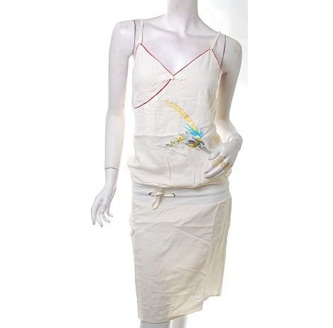 runway style orientalism folk linen phoenix embroidery dress cyber white free ship!