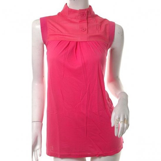 unique hot pink cyber futuristic split back high neck tunic top avantgarde s-m