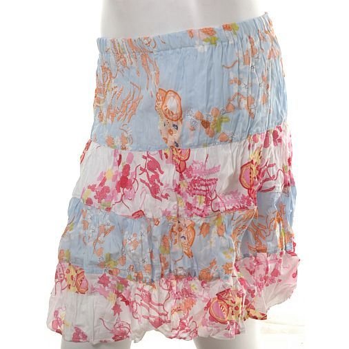 hip & haute kimono oriental print crinkle tiered knee length boho skirt s-m free ship!