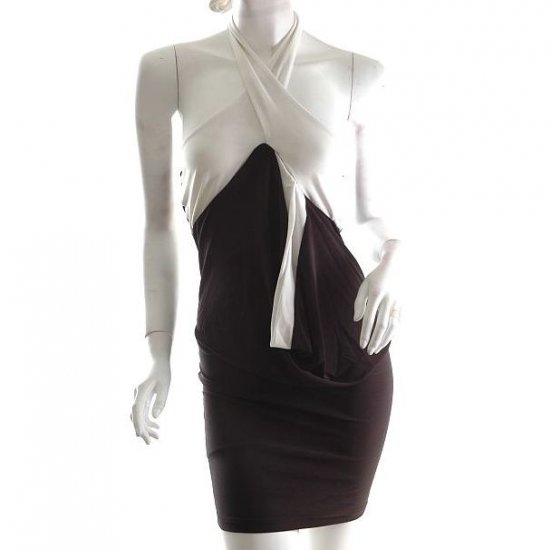 unique b&w monochrome cyber goth futuristic draped mini cocktail dress 80s insp free ship!