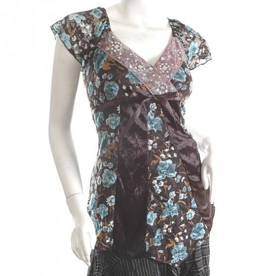 pretty period inspired edwardian/victorian floral bloom lace empire top s-m free ship!