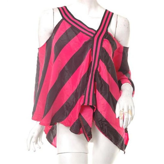 unique runway insp asymmetrical stripes neon 80s style poncho top s-l free ship!