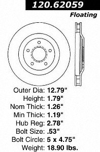 Rear Brake Rotors Vette 12.79" Disc 97-2004 Corvette C5