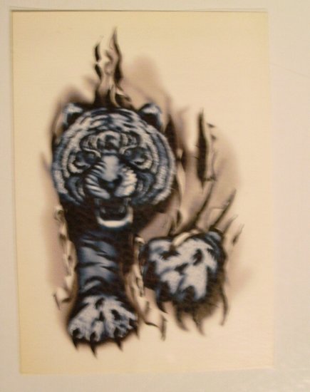Tiger Breaking Through Temporary Tattoo