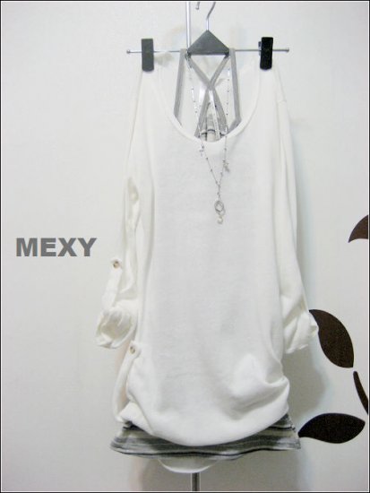 Two piece White knitted top with grey tank