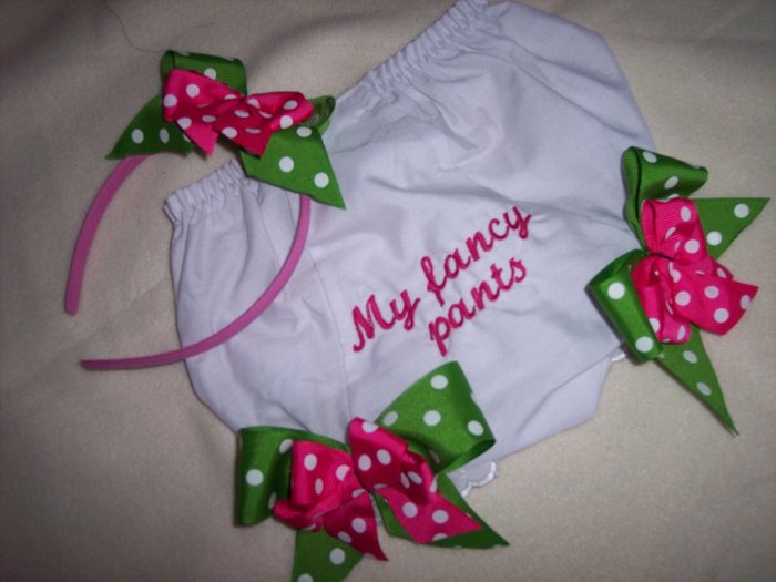 Diaper Cover w/changeable Bows and headband set