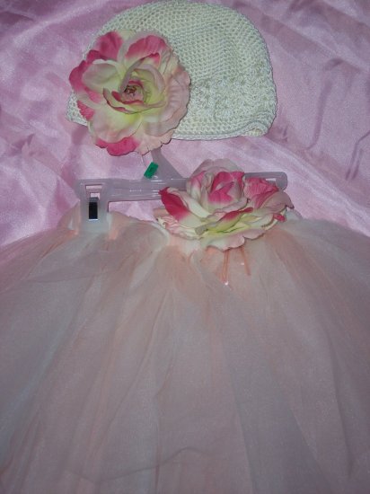 Princess tutu and crochet flower beanie hat ,Couture,Photo op