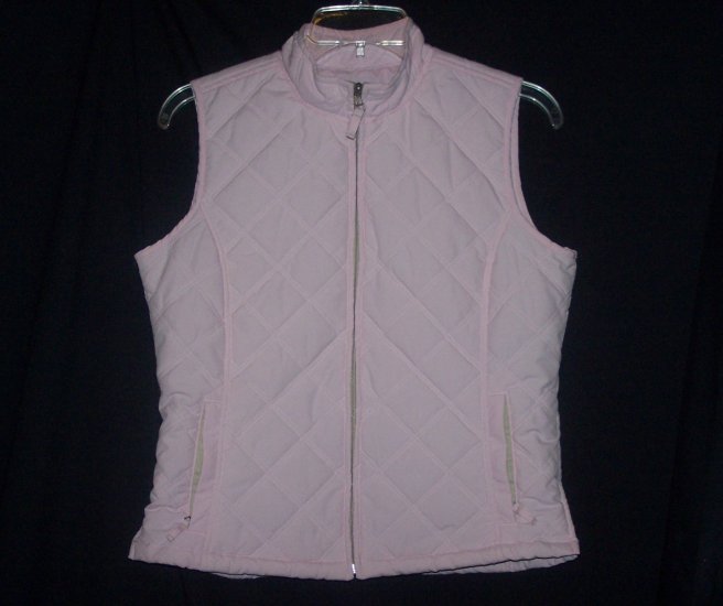Pink French Cuff Quilted Puffer Vest