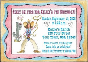 Cowgirl Birthday Party on Western Horses Rodeo Invitations Personalized Party Custom Birthday