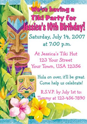 Luau Party Invitations on 12 Luau Tiki Hawaiian Invitations Personalized Party Custom Birthday