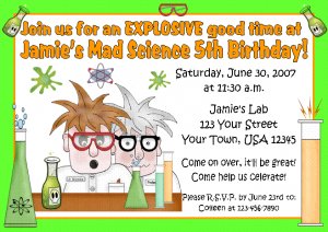  Scientist Birthday Party on 12 Mad Science Boy Or Girl Twins Invitations Personalized Party Custom