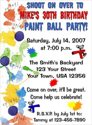 Paintball Invitations