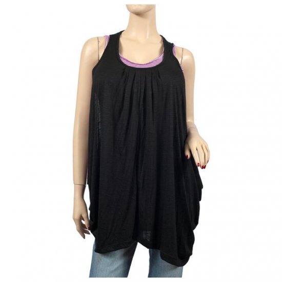 Purple Black Two Piece Plus Size Top Set 2X
