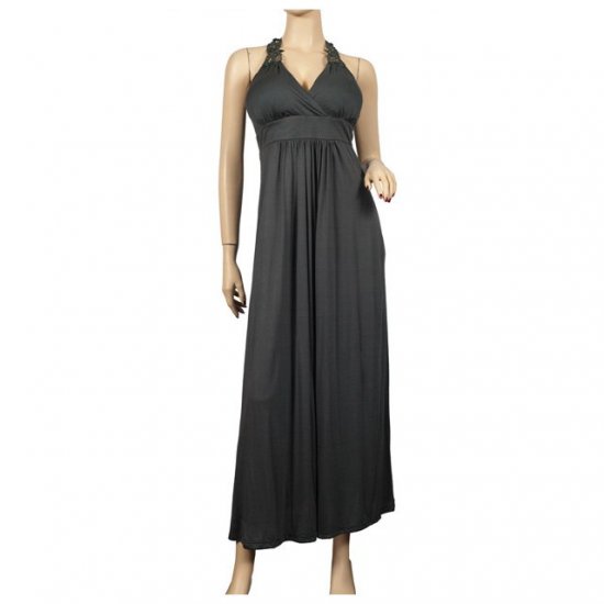 Sexy Gray Lace back Plus size Maxi dress 1X