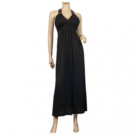 Sexy Black Lace back Plus size Maxi dress 2X