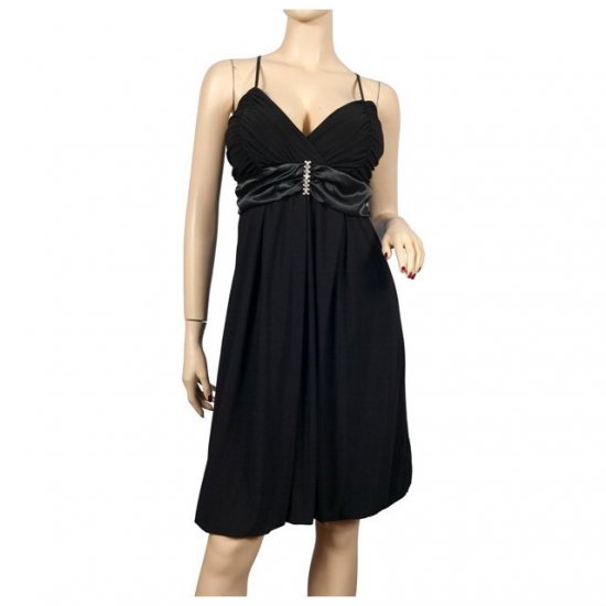 Black Wrap Bodice Empire waist plus size Dress 1X