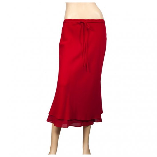 Red Layered Plus size long skirt 2X