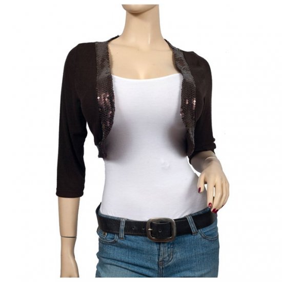 Sexy Brown Sequin Cropped Plus size shrug Bolero 1X