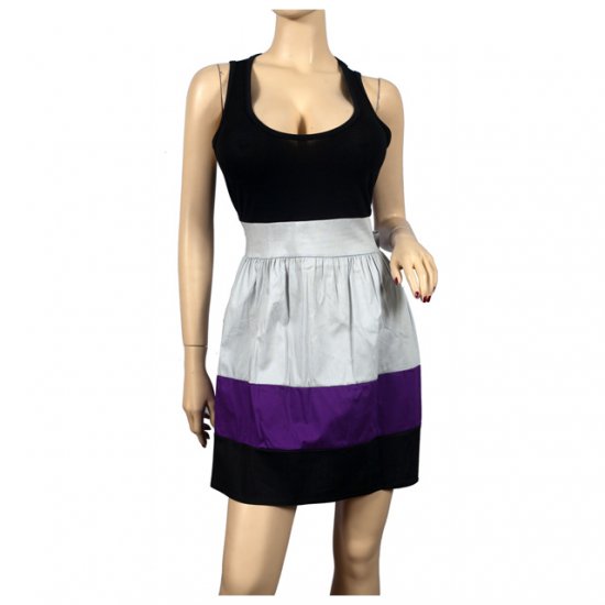 Sexy Black Purple Sleeveless Plus Size Mini Dress 2X