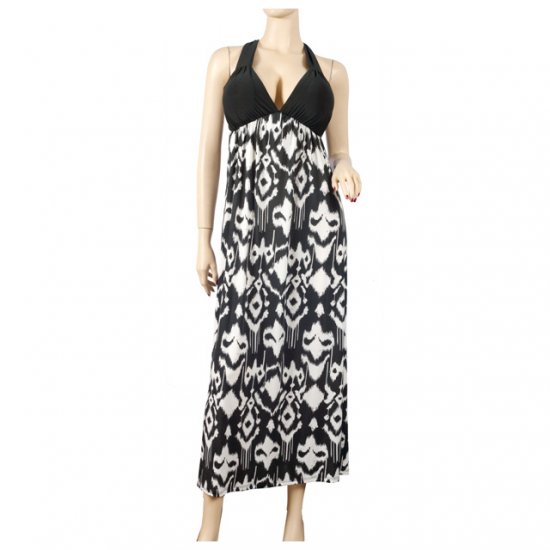 Sexy Black Low V-Neck Plus Size Maxi Cruise Dress 3X