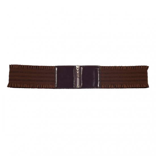 Elastic Zipper Brown Plus Size Belt One Size Fits All