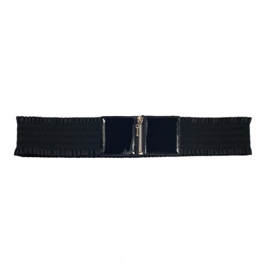 Elastic Zipper Black Plus Size Belt One Size Fits All