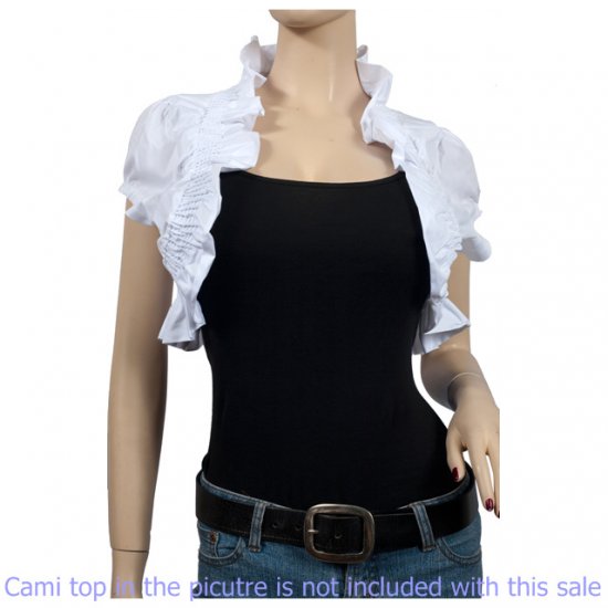 White COTTON Ruffled Collar Plus Size Bolero Shrug 2X