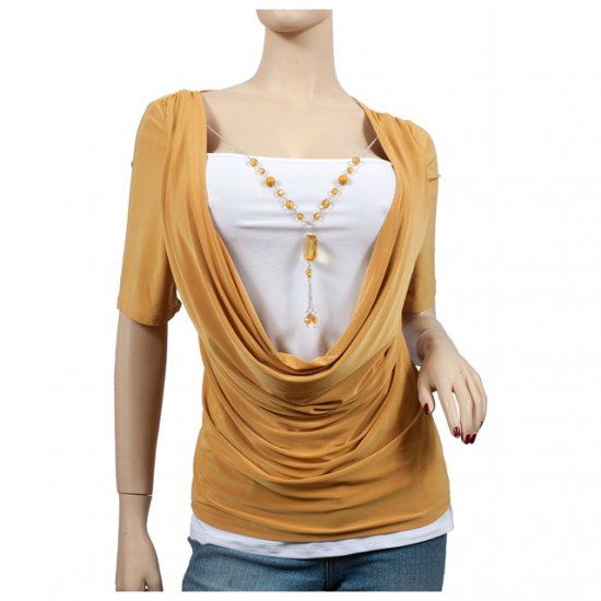 YELLOW Layered Rhinestone Necklace Plus Size Top 2X
