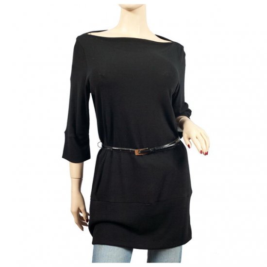 Black Wide Shoulder 3/4 Sleeve Plus Size Top 3X