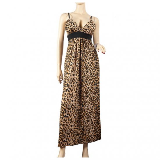 Brown Animal Print Plus Size Maxi Dress 3X
