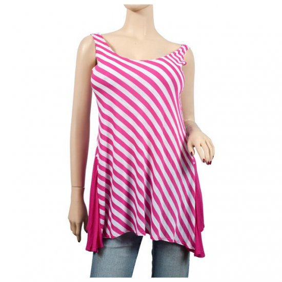 Checker Print Pink Sleeveless Plus Size Tunic Top 2X