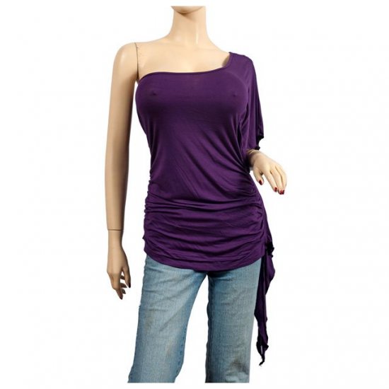 Sexy Purple One Shoulder Plus Size Tunic Top 3X