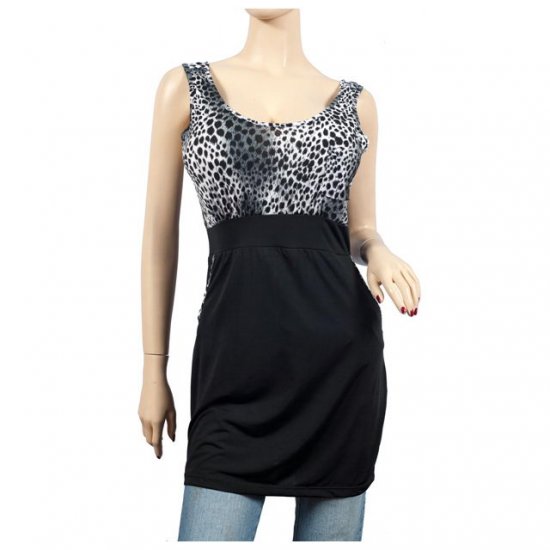 Black Animal Print Empire Waist Plus Size Tunic Top 2X