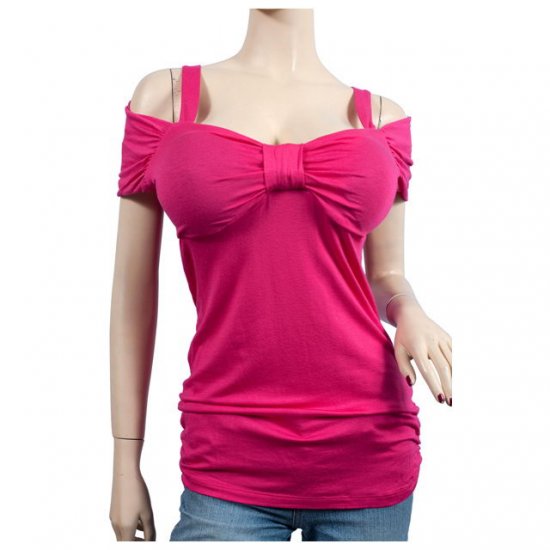 Hot Pink Ruched Bodice Off Shoulder Plus Size Top 3X