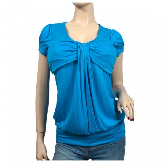 Blue Ruched Bodice Scoop Neck Plus Size 3X