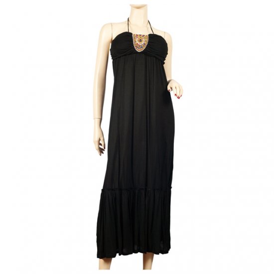 Sexy MidNight Black Sequined Plus Size Halter Dress 2X