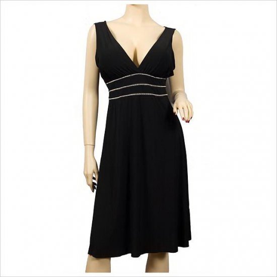 NEW SEXY BLACK RHINESTONE LOW CUT DRESS PLUS SIZE 1X