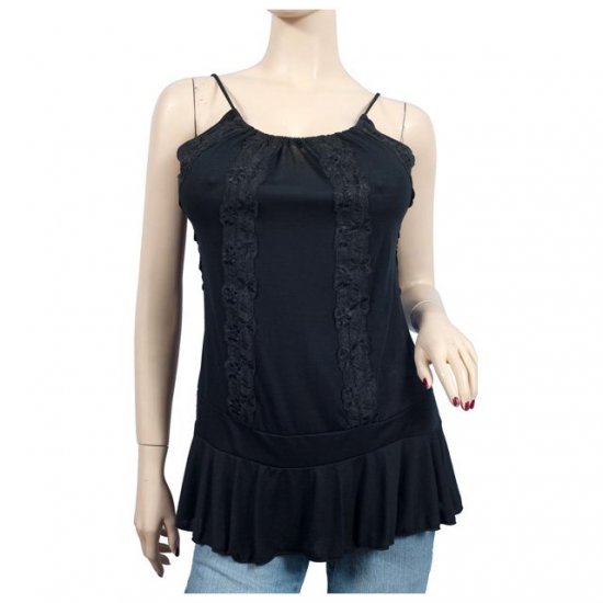 Sexy Black Lace Accent Plus Size Cami Top 3X