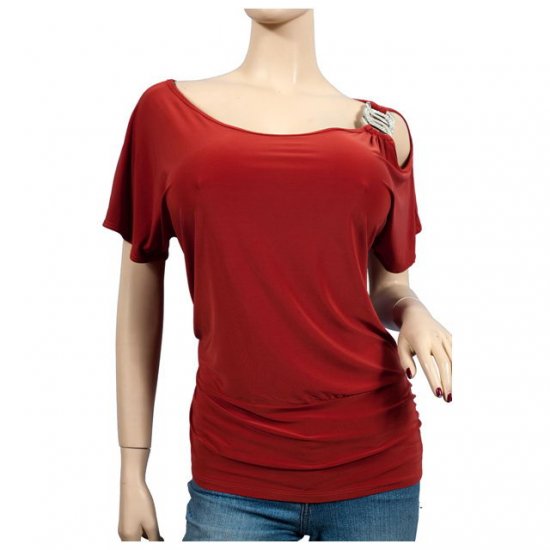Single Off Shoulder Dark Orange Plus Size Top 3X