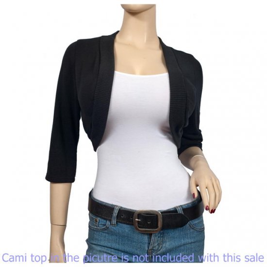Black 3/4 Sleeve Open Front Plus size Shrug Bolero 3X