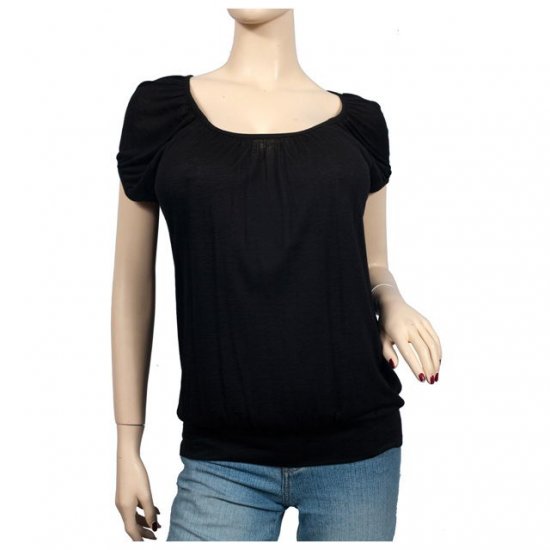 Black Scoop neck Short sleeve Plus size top 2X
