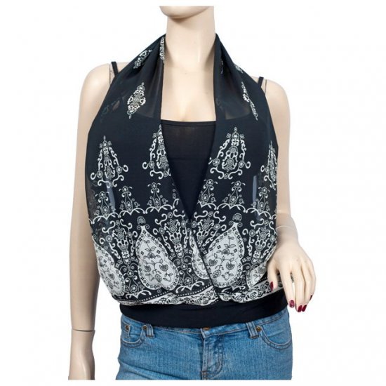 Black Layer look Designer print Plus size top 2X