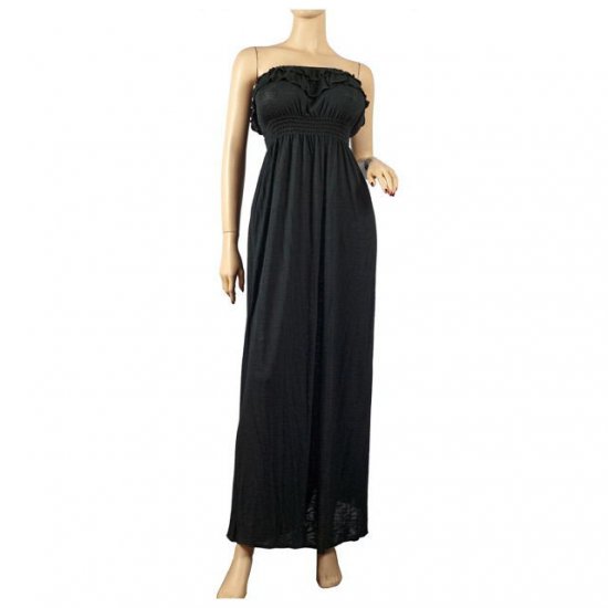 Black Empire Waist Strapless Plus Size Maxi Dress 2X