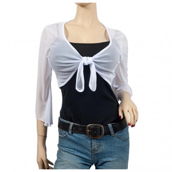 Sexy White Sheer Front Tie Bolero Shrug Plus Size 2X