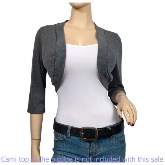 Gray 3/4 Sleeve Open Front Plus size Shrug Bolero 3X