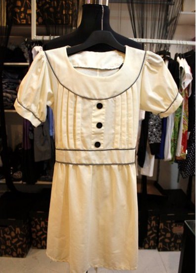 3 Button Pleated Bust Dress