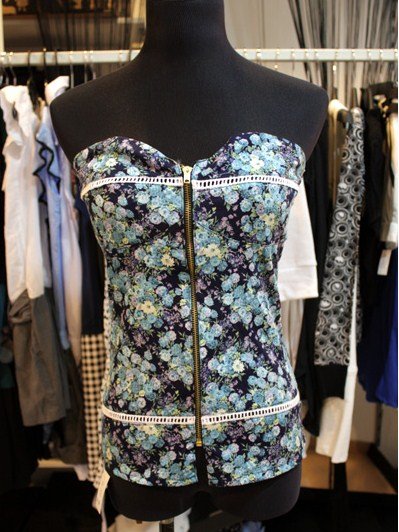 Aquamarine Corset Zip Top blue